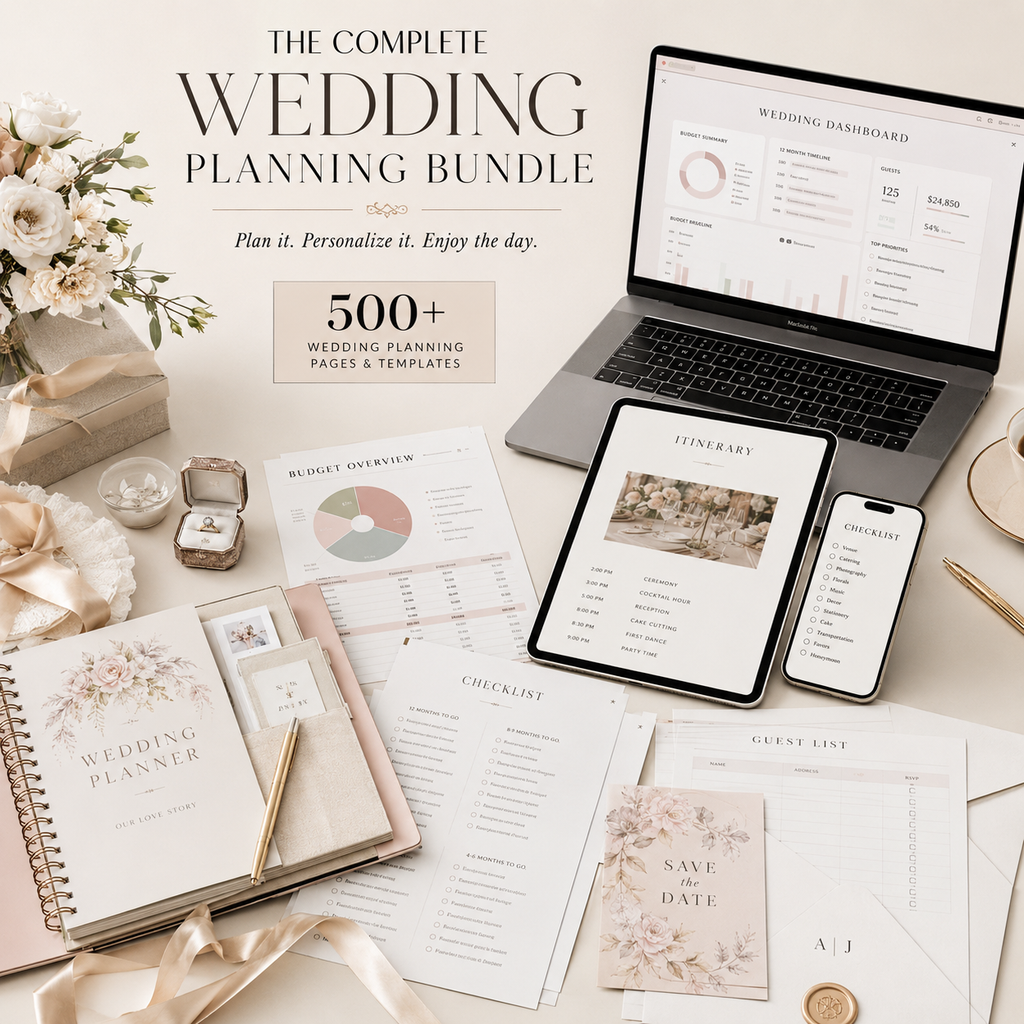 The Ultimate Wedding Planning Bundle | 500+ Pages, Templates & Planning Tools
