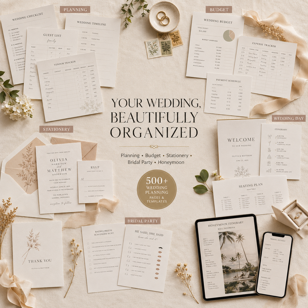 The Ultimate Wedding Planning Bundle | 500+ Pages, Templates & Planning Tools